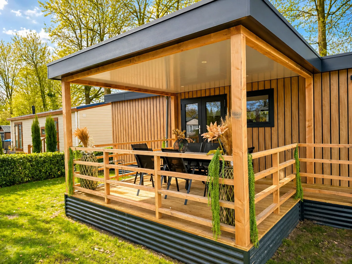 Overdekt terras van het Twentschalet